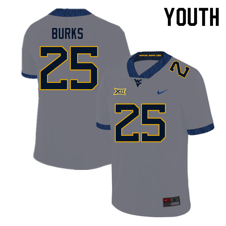 Youth #25 Aubrey Burks West Virginia Mountaineers College Football Jerseys Sale-Gray - Click Image to Close